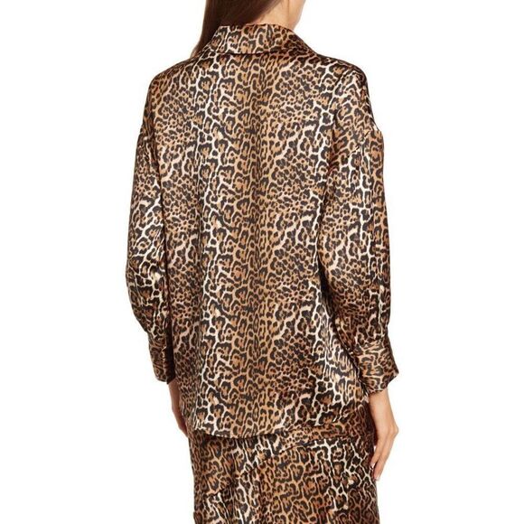 Ena Pelly Button Down Blouse in Cheetah Print Size 6 - Picture 8 of 8